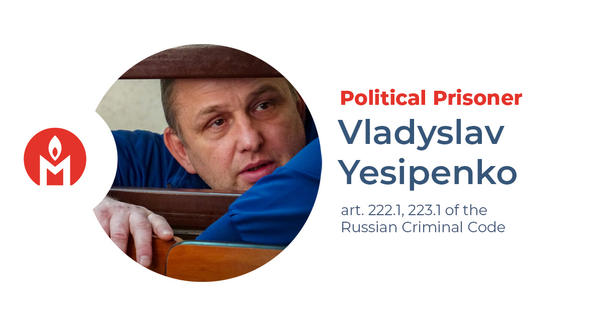 Ukrainian journalist Vladyslav Yesipenko, convicted in Crimea, is a political prisoner