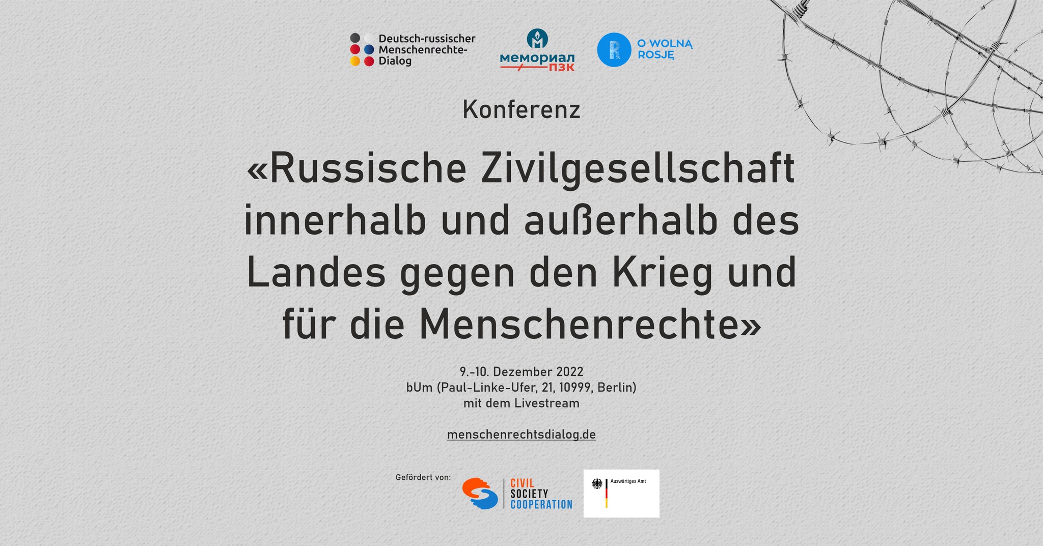 Konferenz „Russische Zivilgesellschaft innerhalb und außerhalb des Landes gegen den Krieg und für die Menschenrechte“